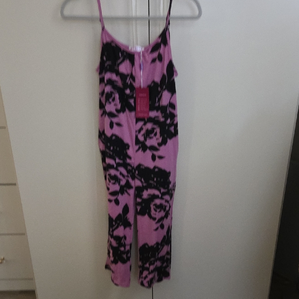 Cutest! Soft Floral Pink and Black Spaghetti Strap Jumper 10/12 or Could Fit 14y